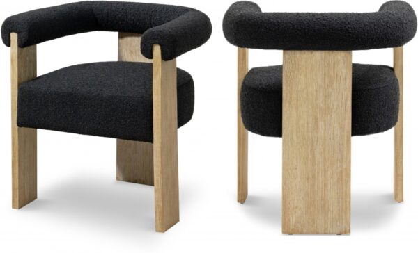 Barrel Boucle Fabric Upholstered Dining Chair