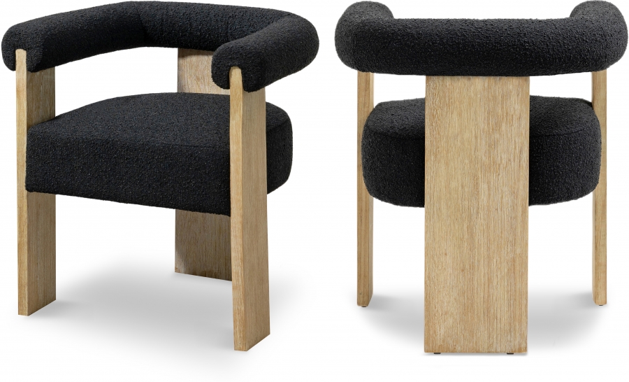 Barrel Boucle Fabric Upholstered Dining Chair