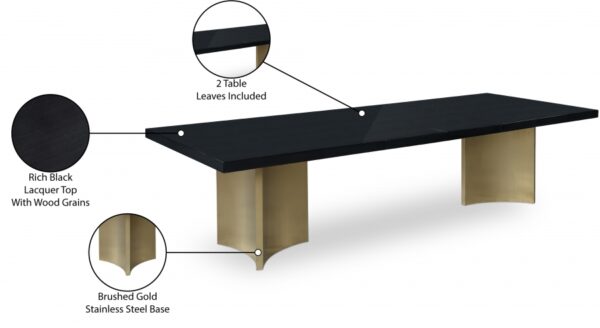 Immerse 84" - 123.5" Lacquer Top And Stainless Steel Base Extendable Dining Table