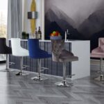 Claude Velvet Upholstered Adjustable Bar | Counter Stool