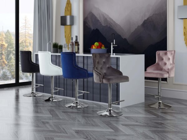 Claude Velvet Upholstered Adjustable Bar | Counter Stool