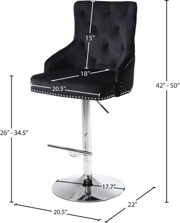 Claude Velvet Upholstered Adjustable Bar | Counter Stool