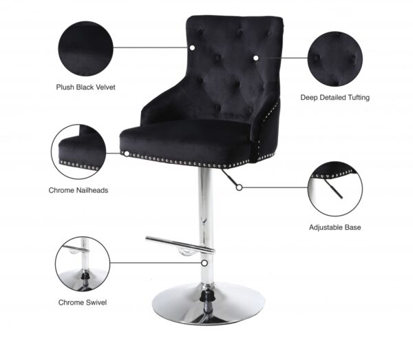 Claude Velvet Upholstered Adjustable Bar | Counter Stool