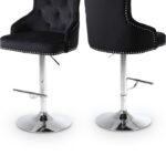 Claude Velvet Upholstered Adjustable Bar | Counter Stool