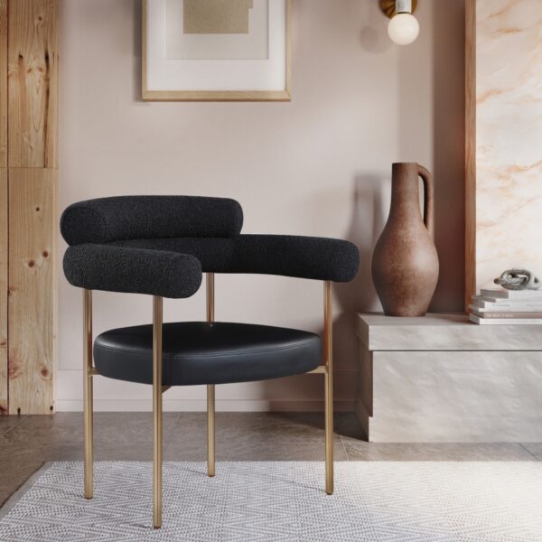 Blake Boucle Fabric Upholstered and Vegan Leather Upholstered Dining Chair