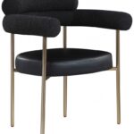 Blake Boucle Fabric Upholstered and Vegan Leather Upholstered Dining Chair