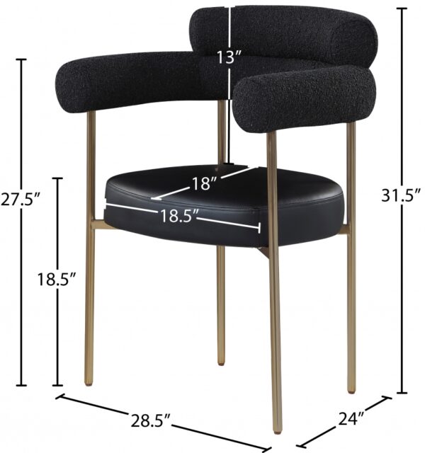 Blake Boucle Fabric Upholstered and Vegan Leather Upholstered Dining Chair