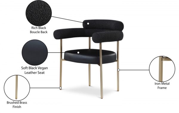 Blake Boucle Fabric Upholstered and Vegan Leather Upholstered Dining Chair