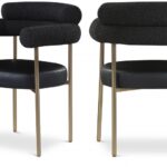 Blake Boucle Fabric Upholstered and Vegan Leather Upholstered Dining Chair