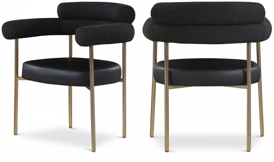 Blake Boucle Fabric Upholstered and Vegan Leather Upholstered Dining Chair