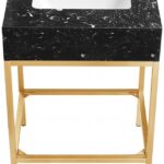 Marmo 24" Engineered Stone Top, Steel And Glass Base Vanity