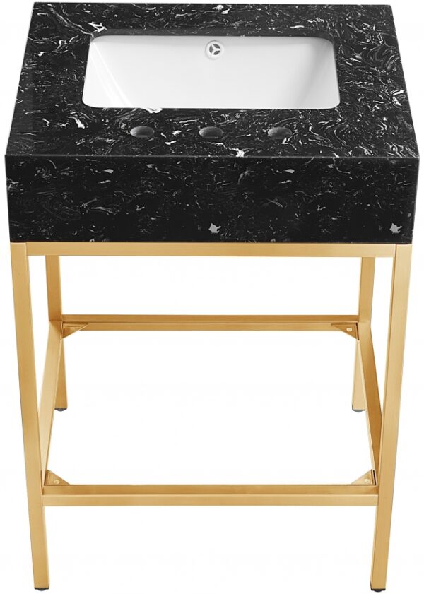 Marmo 24" Engineered Stone Top, Steel And Glass Base Vanity