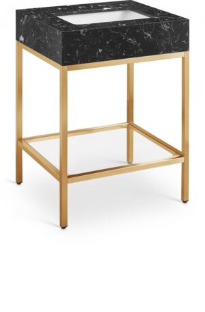 Marmo 24" Engineered Stone Top, Steel And Glass Base Vanity