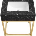 Marmo 24" Engineered Stone Top, Steel And Glass Base Vanity