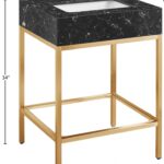 Marmo 24" Engineered Stone Top, Steel And Glass Base Vanity
