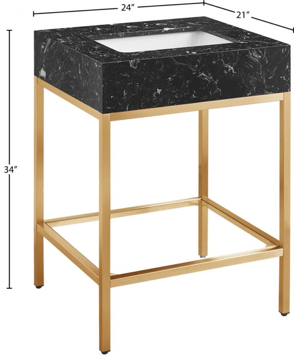 Marmo 24" Engineered Stone Top, Steel And Glass Base Vanity