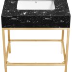 Marmo 30" Engineered Stone Top, Steel And Glass Base Vanity