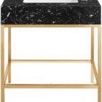 Marmo 30" Engineered Stone Top, Steel And Glass Base Vanity