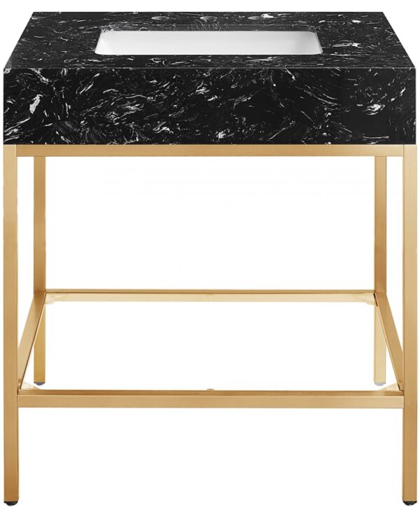 Marmo 30" Engineered Stone Top, Steel And Glass Base Vanity