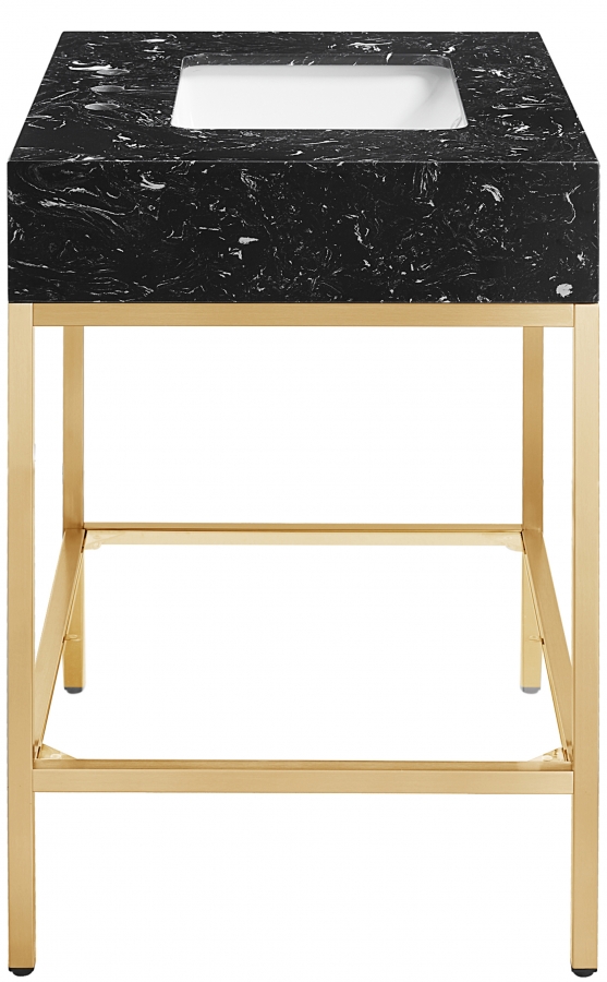 Marmo 30" Engineered Stone Top, Steel And Glass Base Vanity