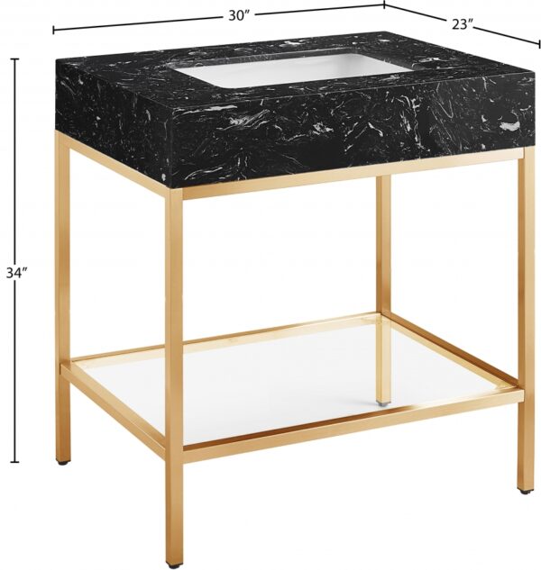 Marmo 30" Engineered Stone Top, Steel And Glass Base Vanity