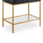 Marmo 36" Engineered Stone Top, Steel And Glass Base Vanity
