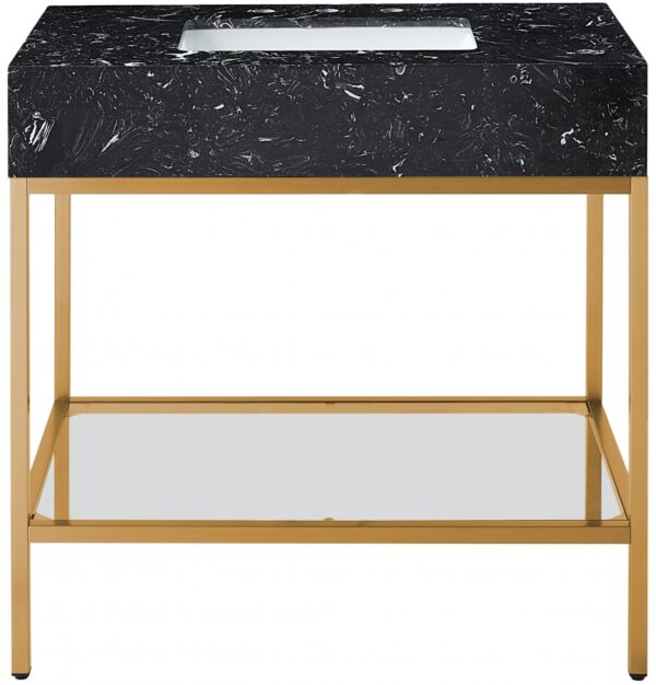 Marmo 36" Engineered Stone Top, Steel And Glass Base Vanity