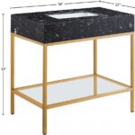 Marmo 36" Engineered Stone Top, Steel And Glass Base Vanity