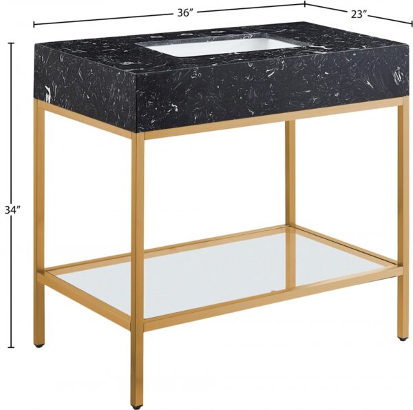 Marmo 36" Engineered Stone Top, Steel And Glass Base Vanity