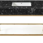 Marmo 48" Engineered Stone Top, Steel And Glass Base Vanity