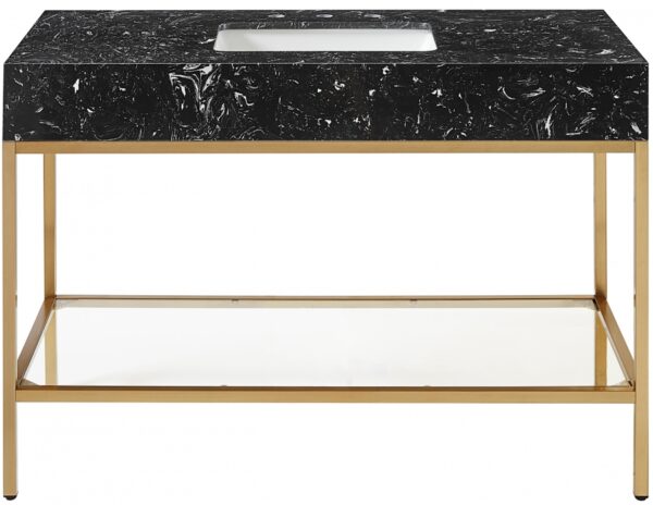 Marmo 48" Engineered Stone Top, Steel And Glass Base Vanity