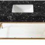 Marmo 48" Engineered Stone Top, Steel And Glass Base Vanity