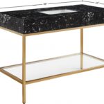 Marmo 48" Engineered Stone Top, Steel And Glass Base Vanity