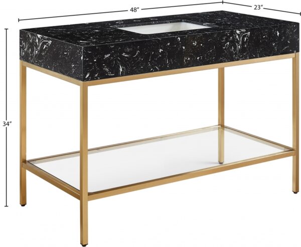 Marmo 48" Engineered Stone Top, Steel And Glass Base Vanity