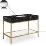 Marmo 48" Engineered Stone Top, Steel And Glass Base Vanity