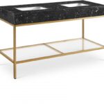 Marmo 60" Engineered Stone Top, Steel And Glass Base Vanity