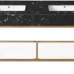 Marmo 60" Engineered Stone Top, Steel And Glass Base Vanity