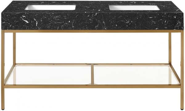 Marmo 60" Engineered Stone Top, Steel And Glass Base Vanity