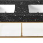 Marmo 60" Engineered Stone Top, Steel And Glass Base Vanity