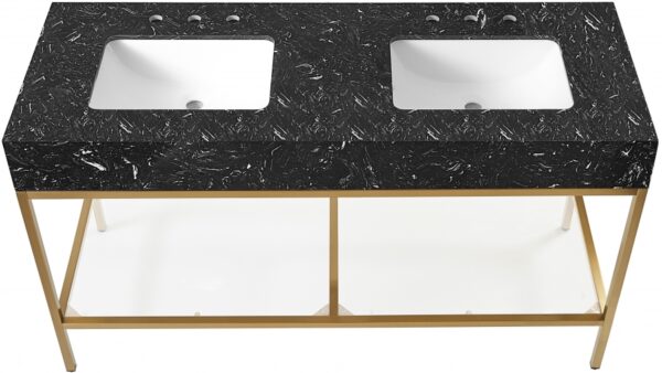 Marmo 60" Engineered Stone Top, Steel And Glass Base Vanity