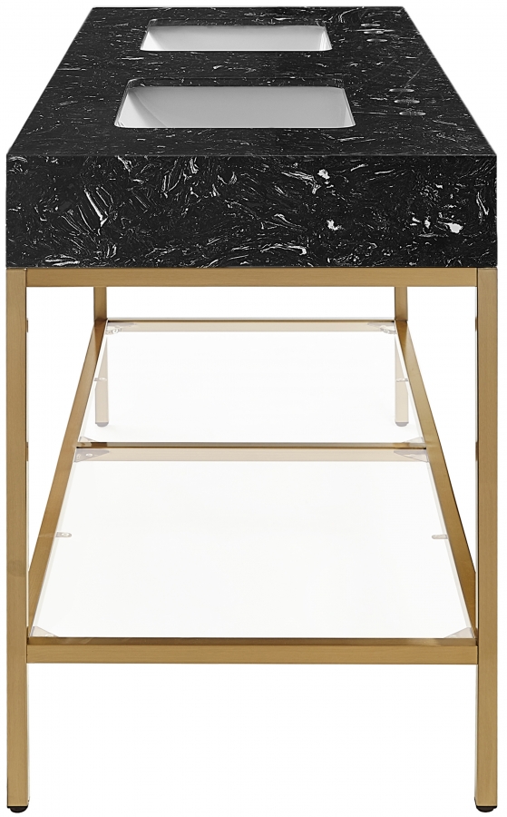 Marmo 60" Engineered Stone Top, Steel And Glass Base Vanity