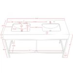 Marmo 60" Engineered Stone Top, Steel And Glass Base Vanity
