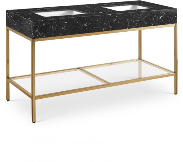 Marmo 60" Engineered Stone Top, Steel And Glass Base Vanity