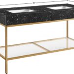 Marmo 60" Engineered Stone Top, Steel And Glass Base Vanity