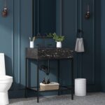Marmo 24" Engineered Stone Top, Steel And Glass Base Vanity