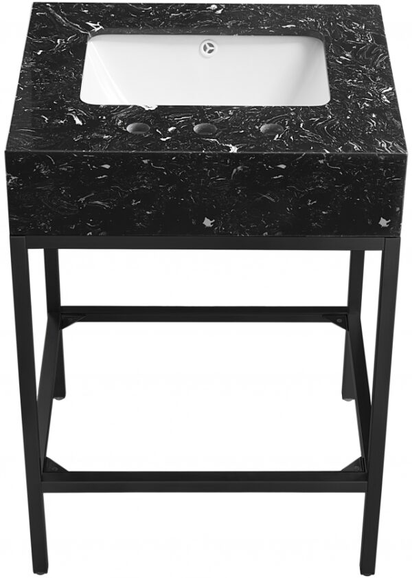 Marmo 24" Engineered Stone Top, Steel And Glass Base Vanity