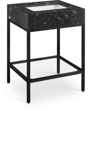 Marmo 24" Engineered Stone Top, Steel And Glass Base Vanity