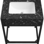 Marmo 24" Engineered Stone Top, Steel And Glass Base Vanity