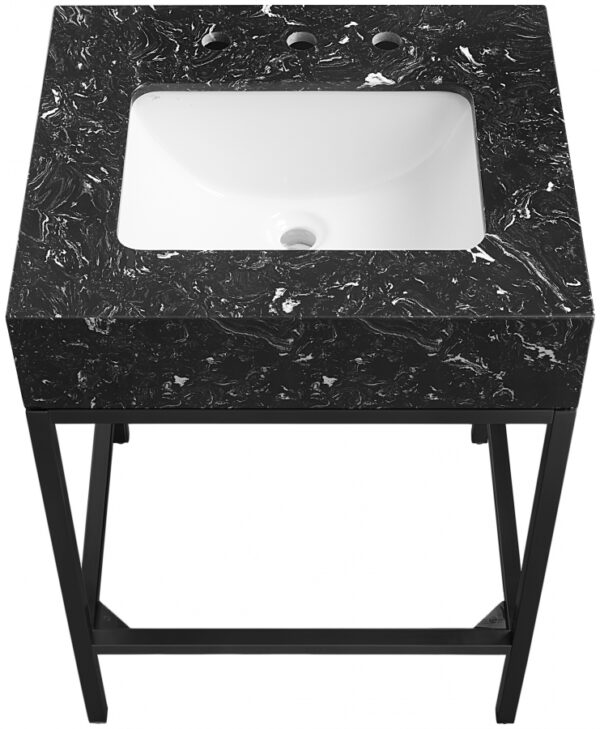 Marmo 24" Engineered Stone Top, Steel And Glass Base Vanity