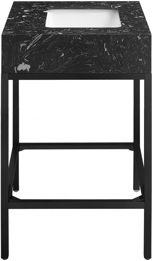 Marmo 24" Engineered Stone Top, Steel And Glass Base Vanity